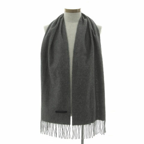 【中古】カシミヤ Cashmere マフラー フリンジ シンプル 無地 起毛 グレー メンズ レディース 【ベクトル 古着】 260303 3