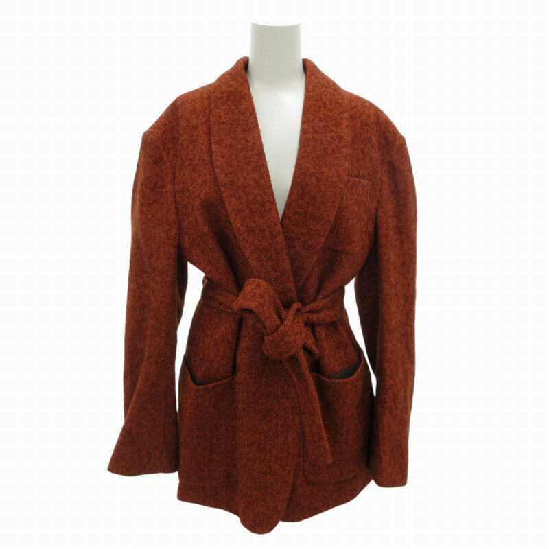 【中古】未使用品 フォトコピュー PHOTOCOPIEU SALOME SHAWL COLLAR JAKET コート ミドル丈 リボン付き アウター 38 M 赤 レッド /FF2 0914 ■GY25 ●TZ レディース 【ベクトル 古着】 240914