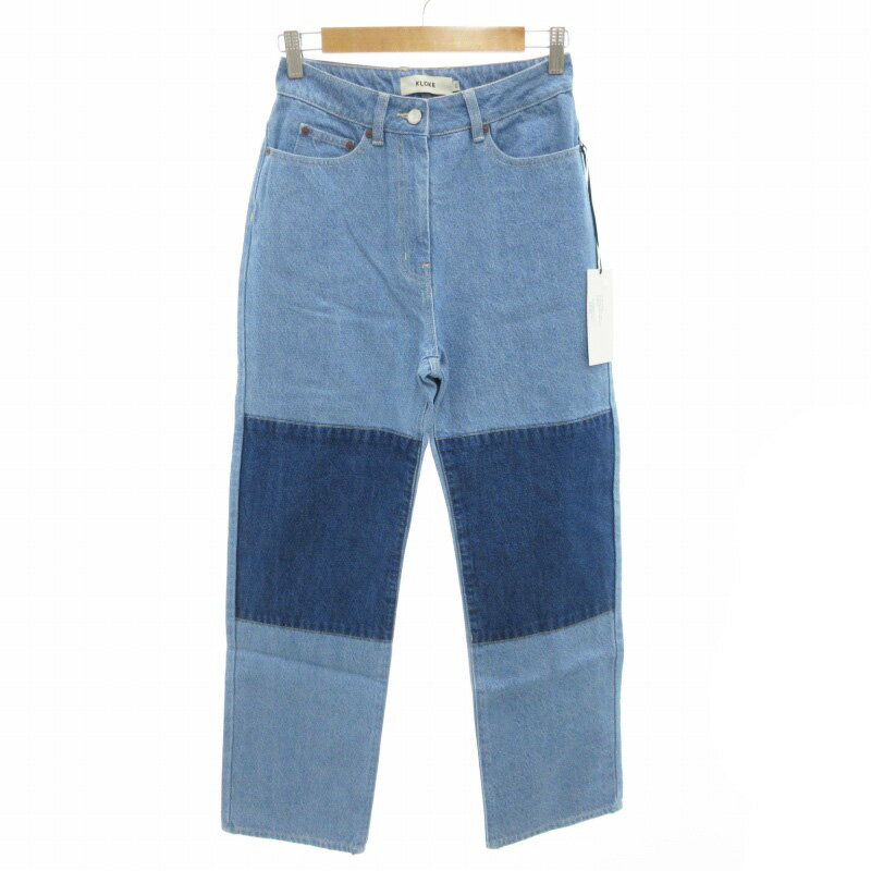 【中古】未使用品 クローク KLOKE Air Knee Patch Jean デニムパンツ ジーンズ ジーパン ジッパーフライ 27 S 水色 ライトブルー /FF2 0914 ■GY25 ●TZ レディース 【ベクトル 古着】 240914