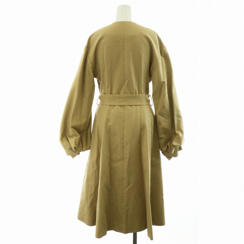 【中古】未使用品 マーレット Merlette ノーカラーコート ロング丈 コットン リボン付き アウター XS ベージュ 66N95 /AN34 ■GY25 レディース 【ベクトル 古着】 240711