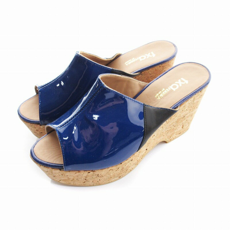 【中古】未使用品 センソユニコ Senso unico FXAFERRIRA by gaimo ミュール サンダル ウエッジソール エナメル 65 37 24cm 75 青 ブルー 04165220 /KO4 ■SUT ●TZ レディース 【ベクトル 古着】 241004