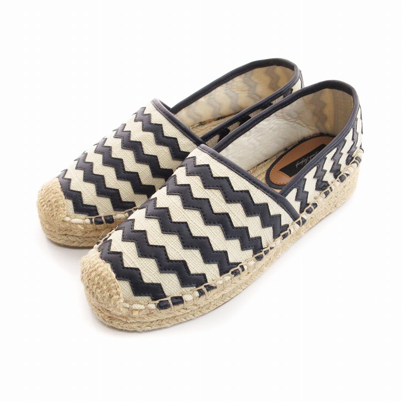 【中古】未使用品 デュラスアンビエント DURAS ambient ジグザグ エスパドリーユ 35 HALF 22.5cm 紺 ネイビー A0440192-481 /KO24 ■SUT ●TZ レディース 【ベクトル 古着】 241008