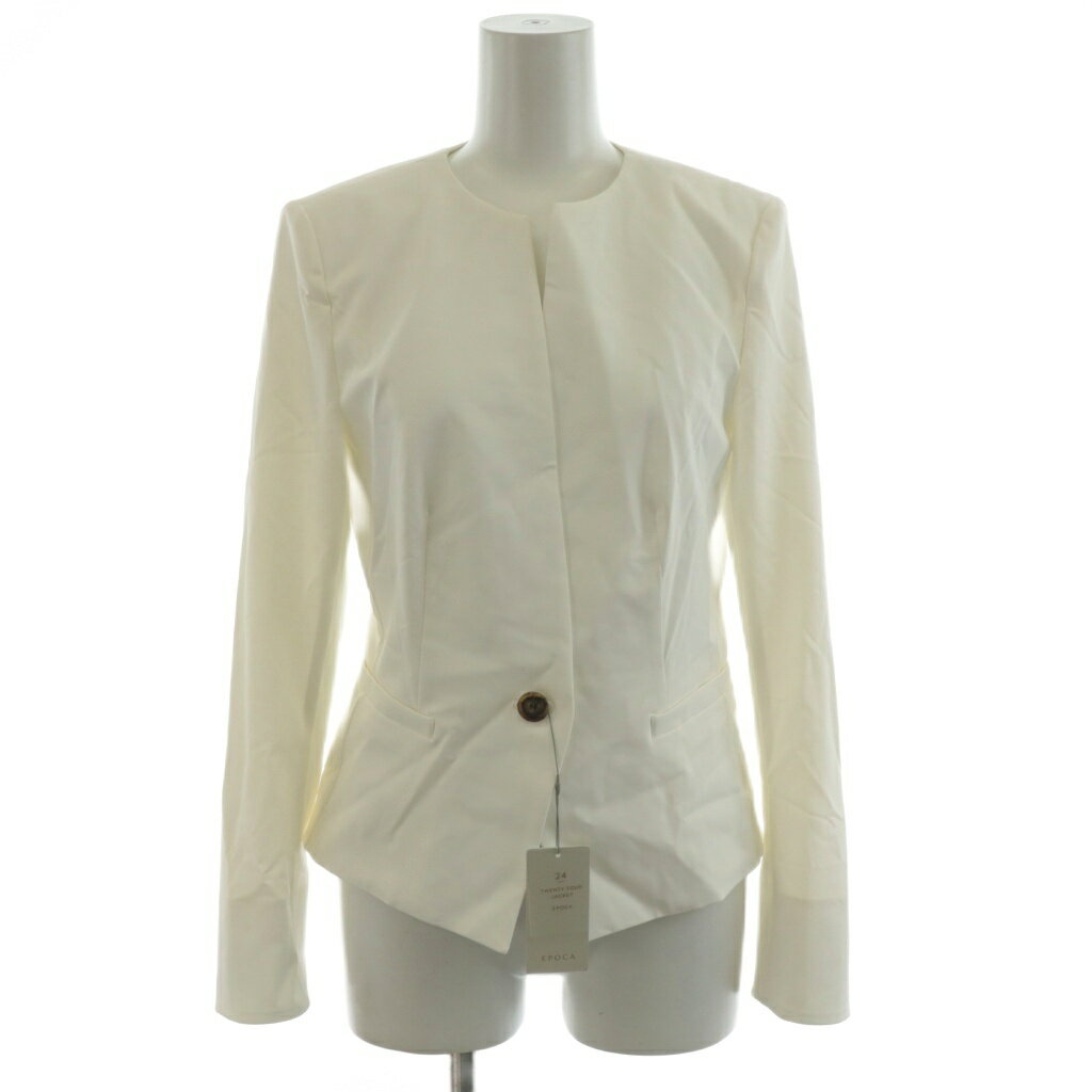 【中古】未使用品 エポカ EPOCA 2020SS 24 TWENTY FOUR JACKET Cool ノーカラージャケット シングル 40 白 ホワイト M5E15-360-01 /AN60 レディース 【ベクトル 古着】 251024