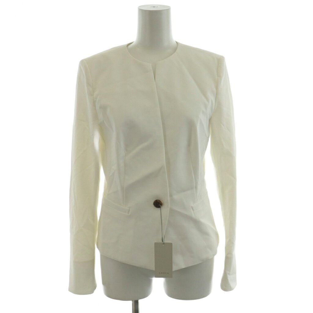 【中古】未使用品 エポカ EPOCA 2020SS 24 TWENTY FOUR JACKET Cool ノーカラージャケット シングル 40 白 ホワイト M5E15-360-01 /AN53 レディース 【ベクトル 古着】 251024