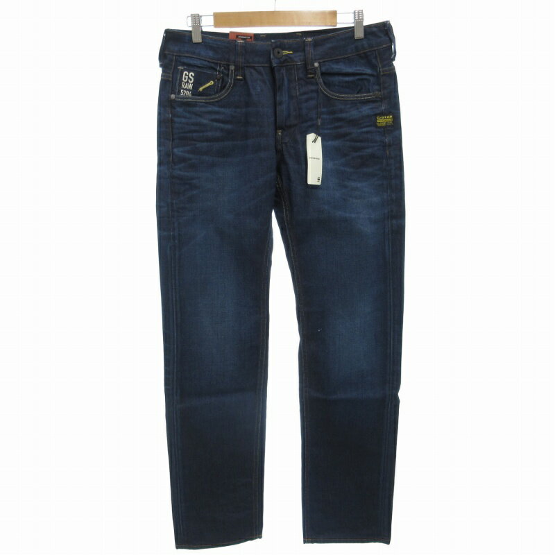 【中古】未使用品 ジースターロウ G-Star RAW タグ付き ATTACC LOW STRAIGHT LEXICON DENIM DK AGED デニムパンツ ジーンズ ストレート ボタンフライ W31 W34 M 濃紺 ネイビー 50625 /FF31 0928 ●TZ メンズ 【ベクトル 古着】 240928
