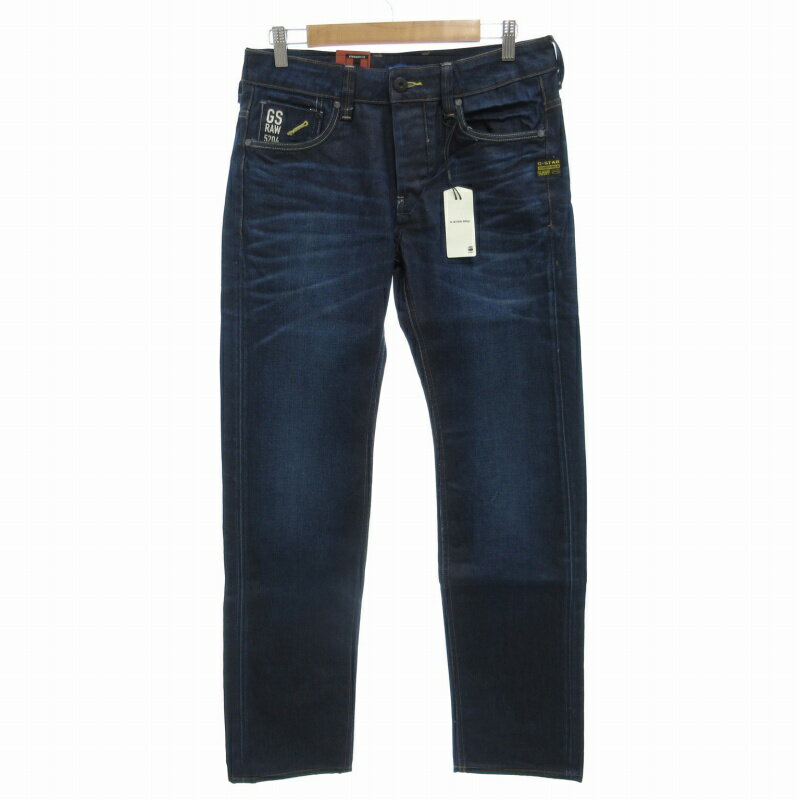 【中古】未使用品 ジースターロウ G-Star RAW タグ付き ATTACC LOW STRAIGHT LEXICON DENIM DK AGED デニムパンツ ジーンズ ストレート ボタンフライ W31 W34 M 濃紺 ネイビー 50625 /FF30 0928 ●TZ メンズ 【ベクトル 古着】 240928