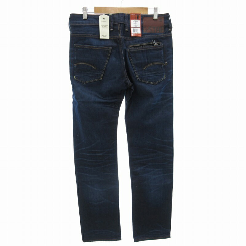 【中古】未使用品 ジースターロウ G-Star RAW タグ付き ATTACC LOW STRAIGHT LEXICON DENIM DK AGED デニムパンツ ジーンズ ストレート ボタンフライ W31 W34 M 濃紺 ネイビー 50625 /FF48 0928 ●TZ メンズ 【ベクトル 古着】 240928