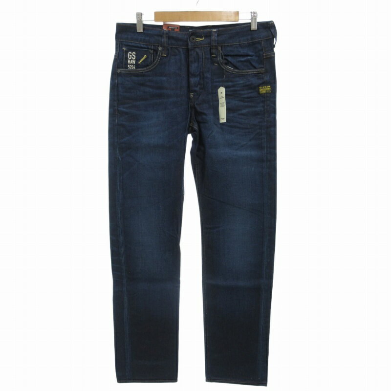 【中古】未使用品 ジースターロウ G-Star RAW タグ付き ATTACC LOW STRAIGHT LEXICON DENIM DK AGED デニムパンツ ジーンズ ストレート ボタンフライ W31 W34 M 濃紺 ネイビー 50625 /FF19 0928 ●TZ メンズ 【ベクトル 古着】 240928