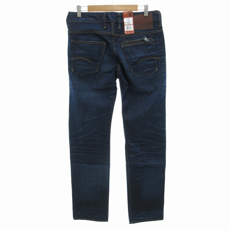 【中古】未使用品 ジースターロウ G-Star RAW タグ付き ATTACC LOW STRAIGHT LEXICON DENIM DK AGED デニムパンツ ジーンズ ストレート ボタンフライ W31 W34 M 濃紺 ネイビー 50625 /FF19 0928 ●TZ メンズ 【ベクトル 古着】 240928