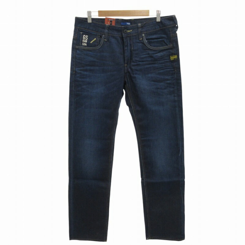 【中古】未使用品 ジースターロウ G-Star RAW タグ付き ATTACC LOW STRAIGHT LEXICON DENIM DK AGED デニムパンツ ジーンズ ストレート ボタンフライ W33 W34 L 濃紺 ネイビー 50625 /FF29 0927 ●TZ メンズ 【ベクトル 古着】 240927