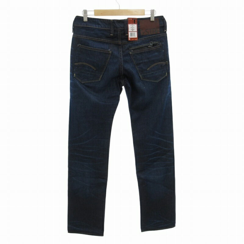 【中古】未使用品 ジースターロウ G-Star RAW タグ付き ATTACC LOW STRAIGHT LEXICON DENIM DK AGED デニムパンツ ジーンズ ストレート ボタンフライ W30 W34 M 濃紺 ネイビー 50625 /FT15 0927 ●TZ メンズ 【ベクトル 古着】 240927