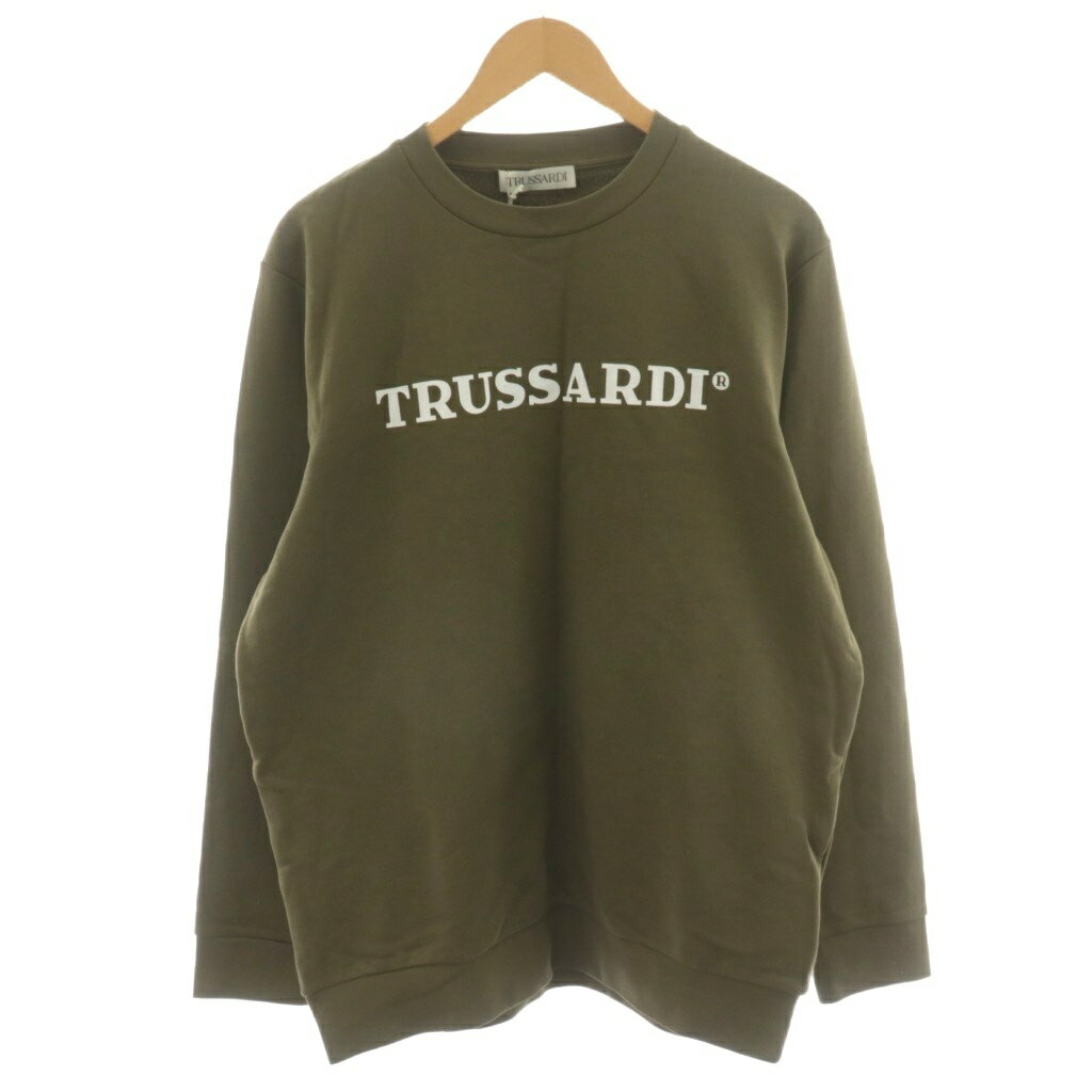 【中古】未使用品 トラサルディ TRUSSARDI スウェット トレーナー プリント ロゴ コットン XL カーキ 52F00248 1T005813 /AN13 メンズ 【ベクトル 古着】 251024