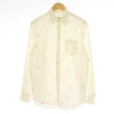 【中古】パパス Papas ボタンダウンシャツ カジュアルシャツ 長袖 総柄 M 白 ホワイト 茶 ブラウン /KQ ■MU メンズ 【ベクトル 古着】 240...