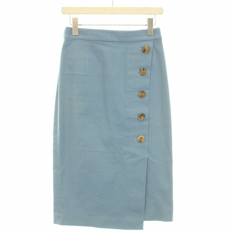 【中古】エストネーション ESTNATION ボタンラップ風スカート タイト ミモレ ロング 38 M 水色 ライトブルー 81-109-09-030257 /BB ■BM レディース 【ベクトル 古着】 240930