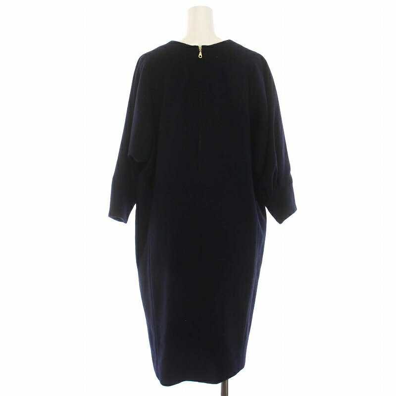 【中古】ドゥーズィエムクラス DEUXIEME CLASSE ニット ワンピース ひざ丈 ウール 七分袖 紺 ネイビー /YM ■BM レディース 【ベクトル 古着】 241010