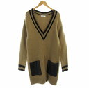 【中古】チノ CINOH V Neck Leather Pocket Knit ニット セーター チュニック Vネック ビックシルエット 長袖 38 M 茶 ブ...