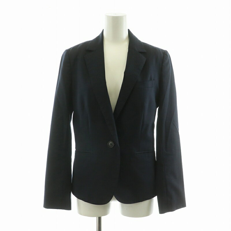 【中古】ザ・スーツカンパニー THE SUIT COMPANY シングルスーツ セットアップ 2点セット 上下 台形スカート テーラードジャケット ストライプ ひざ丈 40 ネイビー 1J801 /NQ ■BM レディース 【ベクトル 古着】 250521