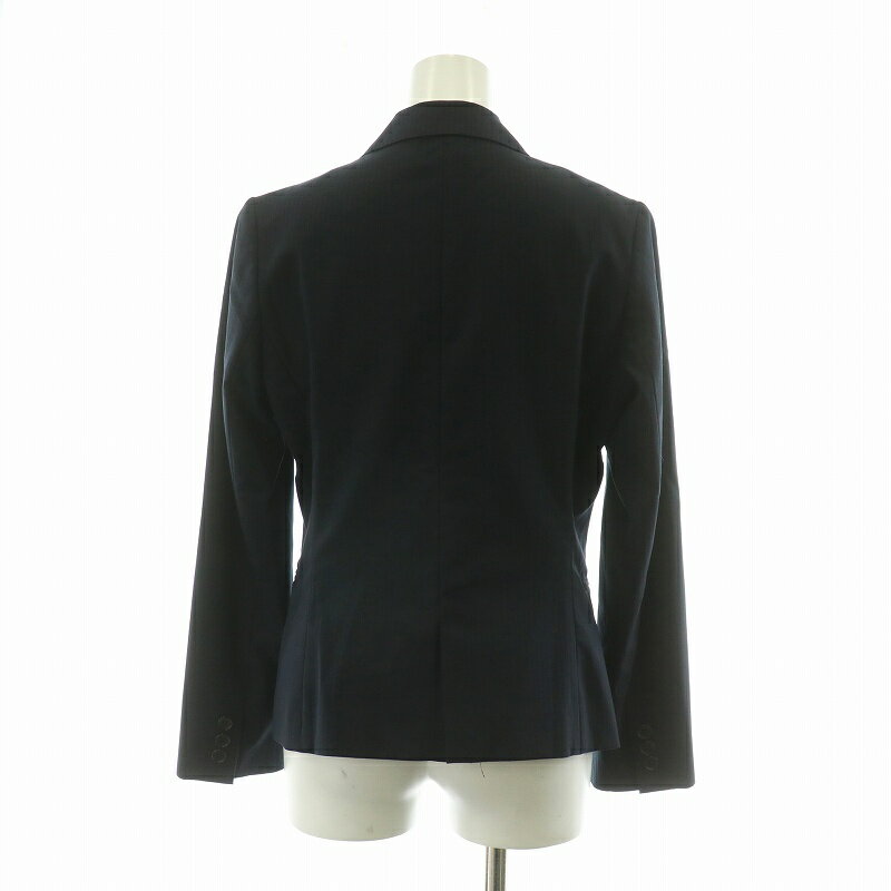 【中古】ザ・スーツカンパニー THE SUIT COMPANY シングルスーツ セットアップ 2点セット 上下 台形スカート テーラードジャケット ストライプ ひざ丈 40 ネイビー 1J801 /NQ ■BM レディース 【ベクトル 古着】 250521