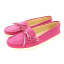 【中古】トッズ TOD'S モカシン ローファー フラット スエード リボン 36.5 ピンク /KU ■BM レディース 【ベクトル 古着】 250714
