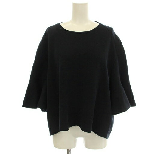 【中古】ドゥロワー Drawer ニット 半袖 カットソー フレアスリーブ 1 紺 ネイビー 6518-106-0276 /☆G ..