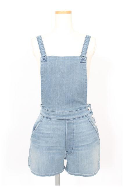 【中古】 マザー mother SWOONER SHORT オーバーオール サロペット デニム ショート USED加工 24 青 ブルー /kk0415 レディース 【ベクトル 古着】 190612