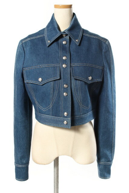 【中古】 バルマン BALMAIN ジャケット デニム ショート 38 青 ブルー amy0422 レディース 【ベクトル 古着】 190430