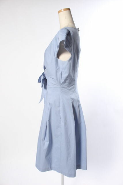 【中古】 マーリエパーエフデ Maglie par ef-de White 18AW ワンピース フレア 半袖 ひざ丈 9 青 ブルー /ka0423 レディース 【ベクトル 古着】 190506