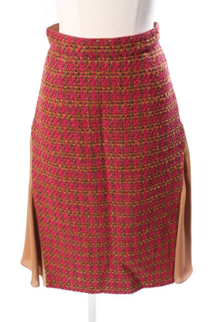 【中古】 未使用品 ジルスチュアート JILL STUART 18AW スカート ひざ丈 タイト サンディツィード ウール混 0 ピンク btm0511 レディース 【ベクトル 古着】 190511