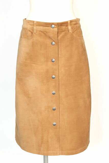 【中古】 セオリー theory スカート ひざ丈 Classic Suede Pemma ボタンダウン レザー 2 茶 ブラウン /☆a0528 レディース 【ベクトル 古着】 190528