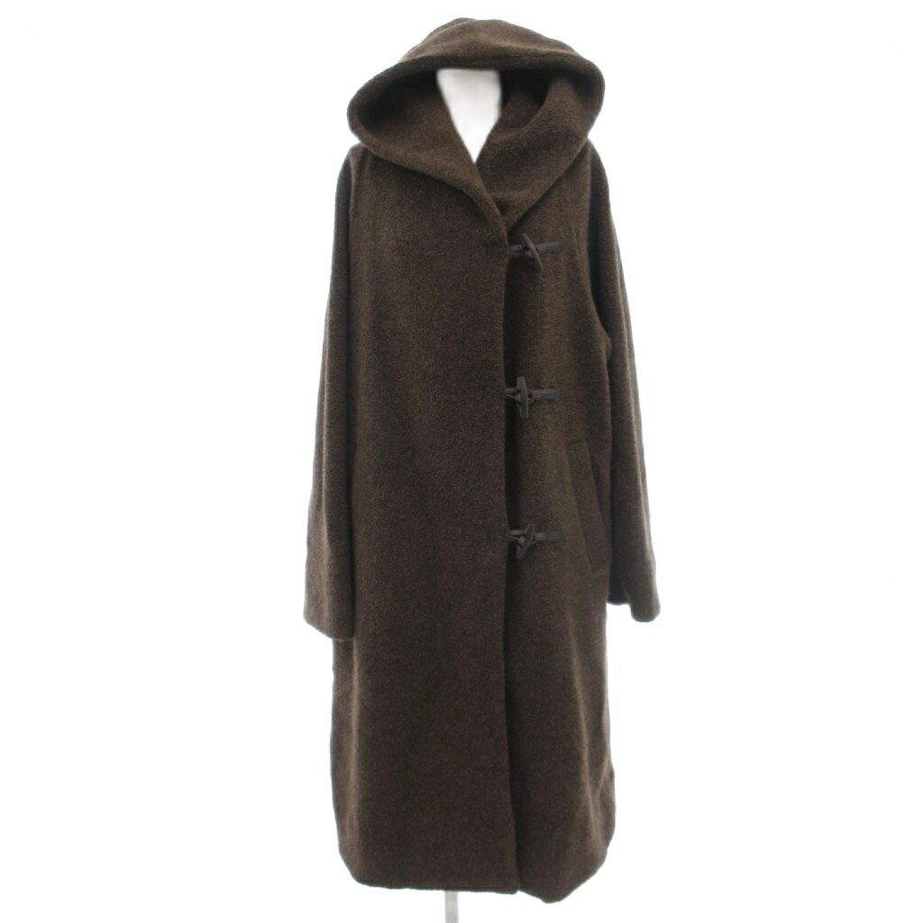 【中古】モトマチ ゼラール MOTOMACHI Zelal 美品 ダッフルコート ボアフリース L ラグラン フード付き トグルボタン 茶 ブラウン /KB ..