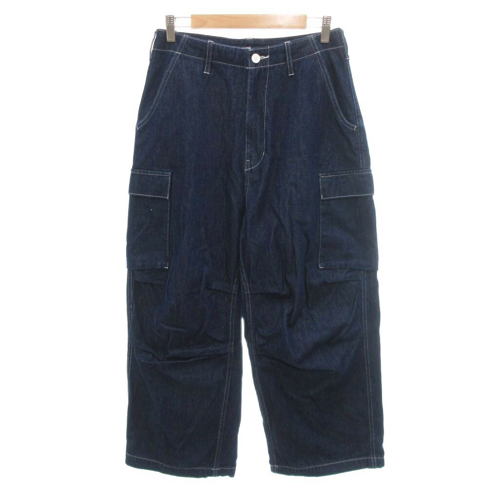 【中古】エドウィン EDWIN 美品 ジーンズ デニムパンツ M 紺 ネイビー カーゴポケット ドロスト /SJ ■GY66 メンズ 【ベクトル 古着】 260305