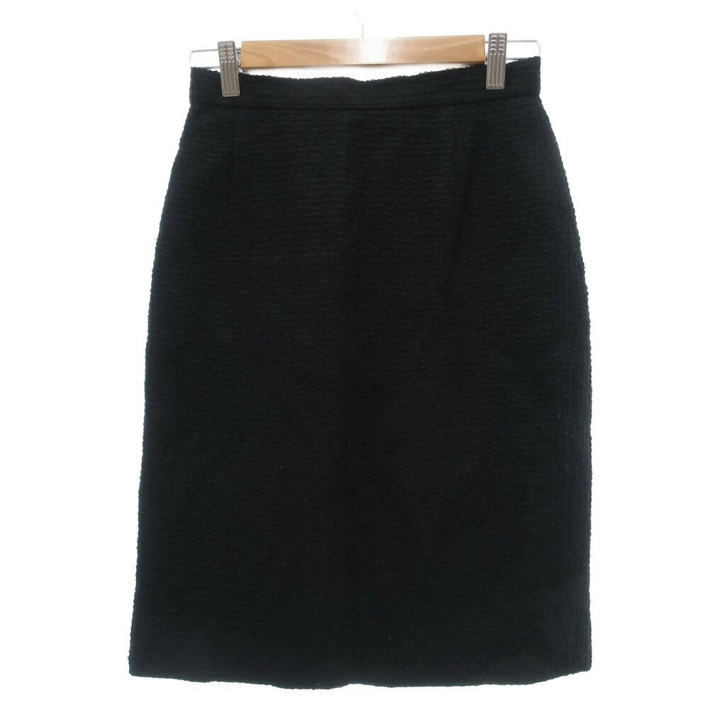 【中古】マダムジョコンダ MADAM JOCONDE スカート ウール 9 黒 ブラック ツイード 膝丈 ペンシルシルエット ECF001 /SX ■ECF001 レディース 【ベクトル 古着】 260209