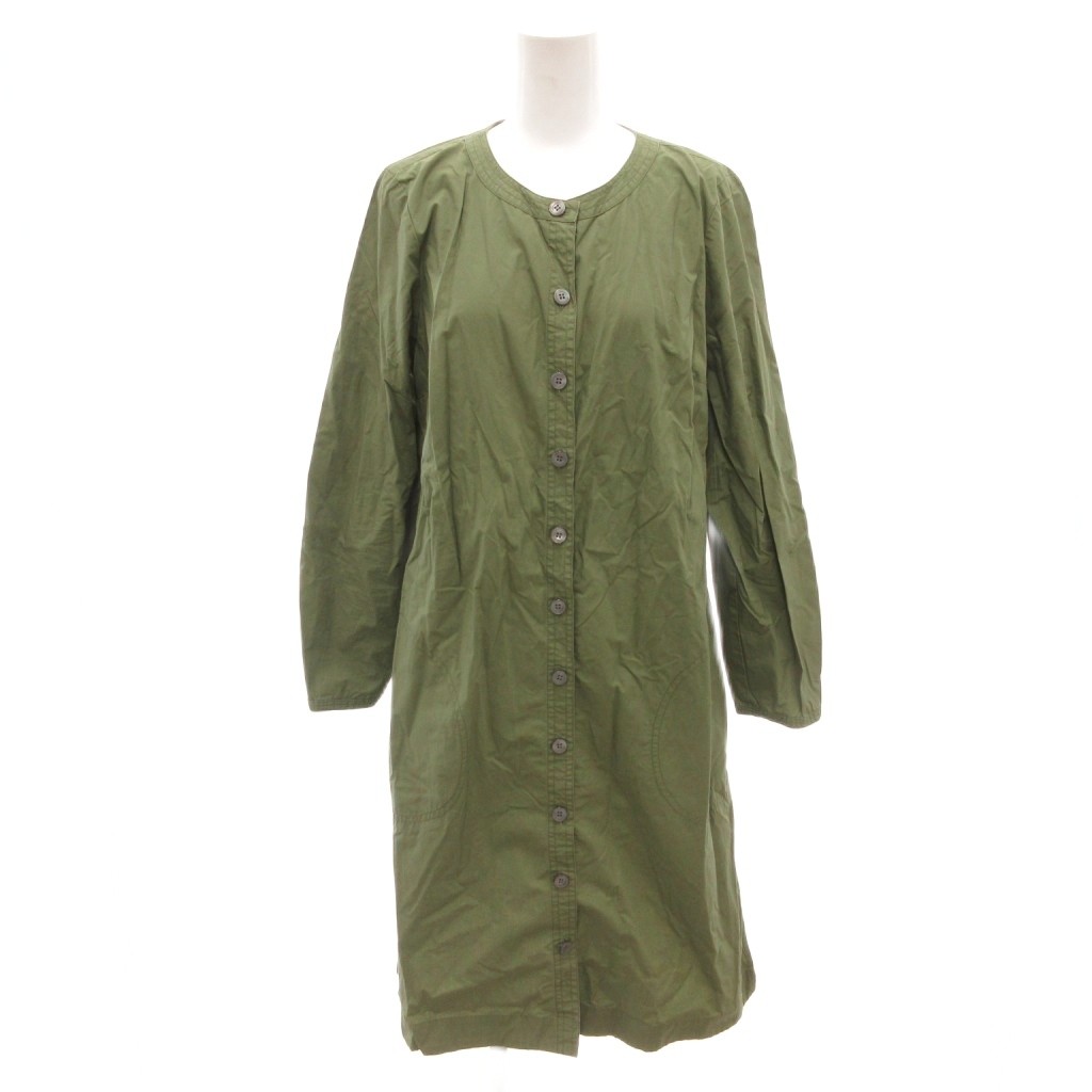 樂天商城 - 【中古】ジェイクルー J.CREW 美品 シャツワンピース S カーキ色 無地 ノーカラー 長袖 ひざ丈 /SJ ■ECF001 レディース 【ベクトル 古着】 260216