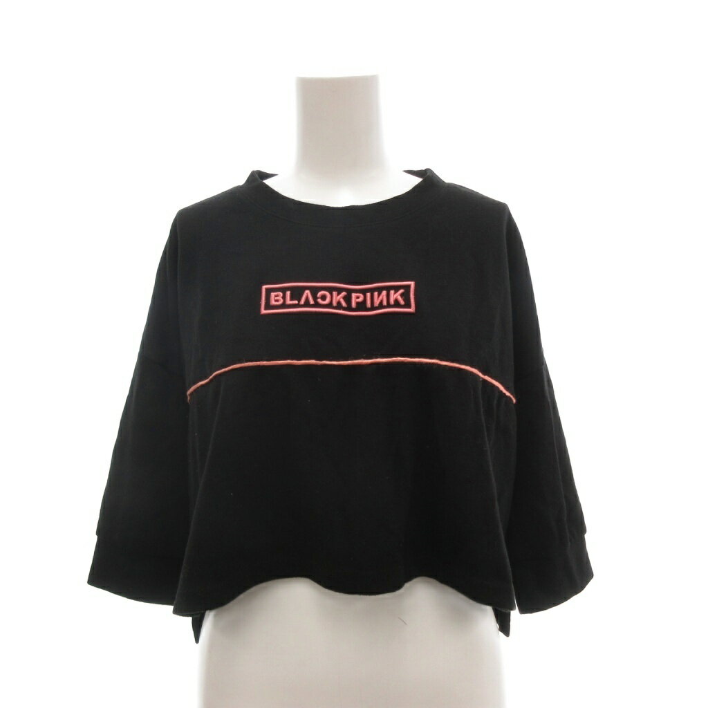 樂天商城 - 【中古】セシルマクビー CECIL McBEE BLACKPINK ロゴTシャツ M 黒 ブラック ラウンドネック 七分袖 /ML ■ECF003 レディース 【ベクトル 古着】 260331