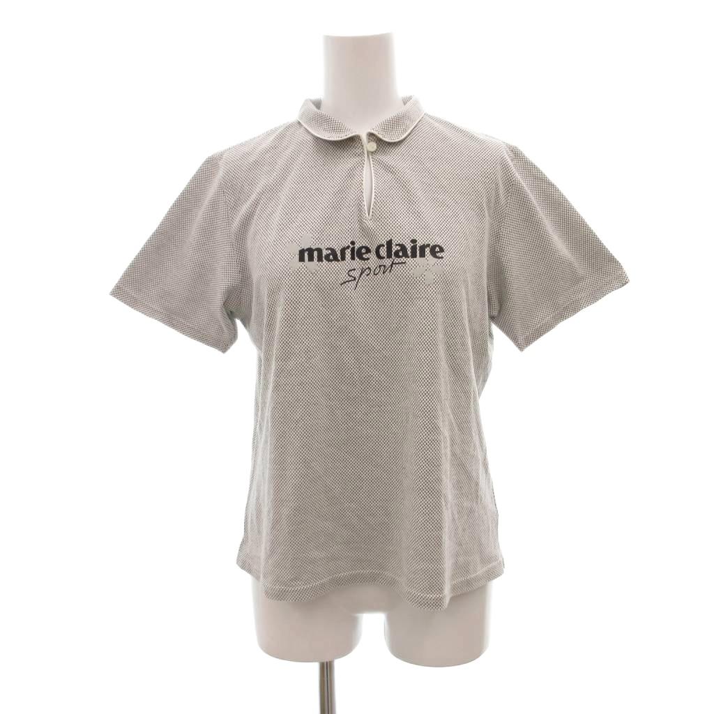 Polo Shirt - 【中古】マリクレール MARIE CLAIRE スポーツ ポロシャツ L 黒 ブラック 白 ホワイト 半袖 ロゴプリント ドット柄 /NU ■ECF003 レディース 【ベクトル 古着】 260404