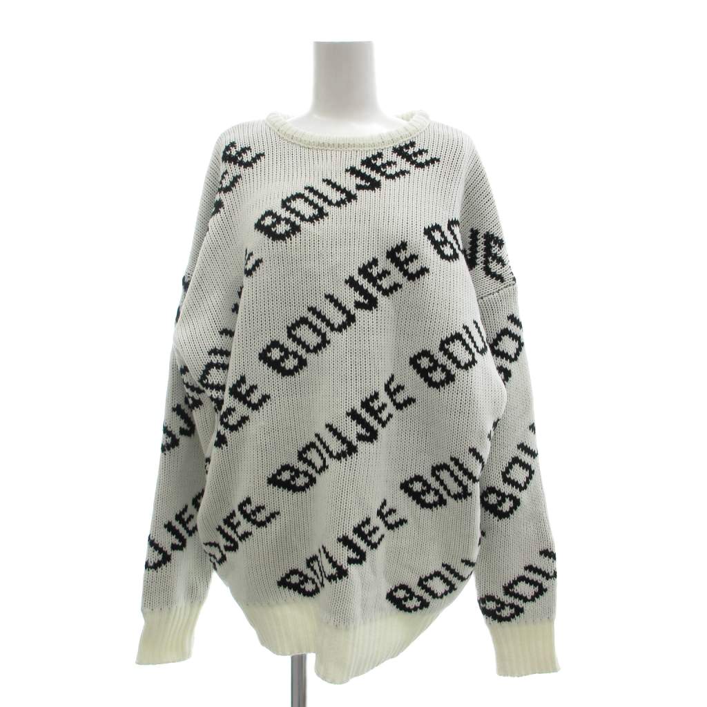 Long-Sleeved Knit - 【中古】未使用品 ジェイダ GYDA セーター F 白 ホワイト 黒 ブラック ロゴ柄 ラウンドネック 長袖 /SX ■ECF003 レディース 【ベクトル 古着】 260402