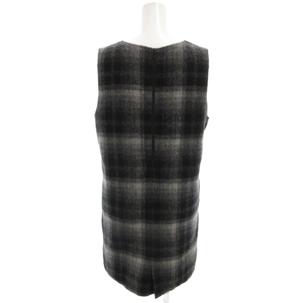 ブランド古着の買取販売ベクトルの【中古】エヴェックス バイ クリツィア EVEX by KRIZIA 美品 チュニック ワンピース アルパカ混 40 黒 ブラック グレー チェック柄 ノースリーブ /YF ■ECF004 レディース 【ベクトル 古着】 260406｜アングル2