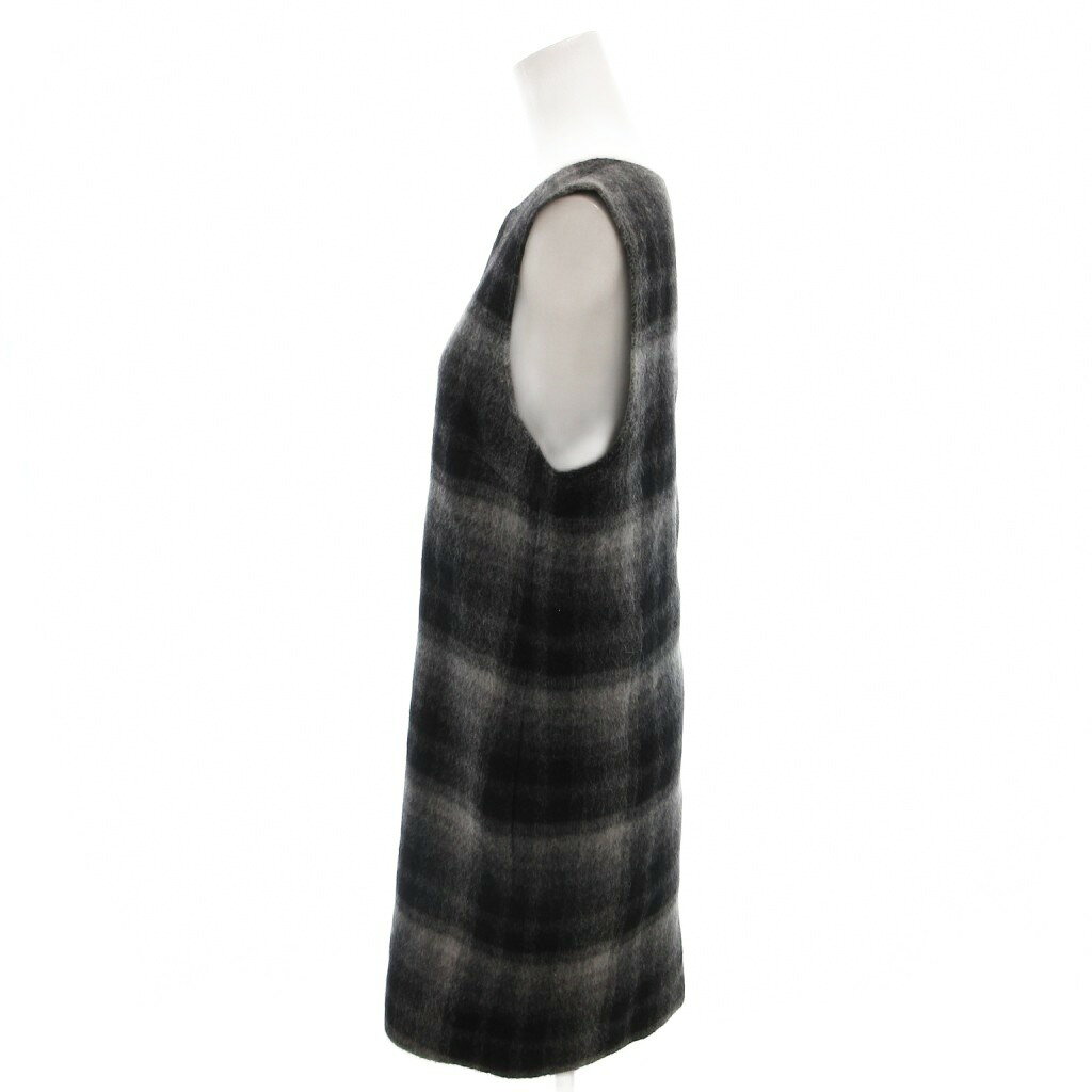 ブランド古着の買取販売ベクトルの【中古】エヴェックス バイ クリツィア EVEX by KRIZIA 美品 チュニック ワンピース アルパカ混 40 黒 ブラック グレー チェック柄 ノースリーブ /YF ■ECF004 レディース 【ベクトル 古着】 260406｜アングル3