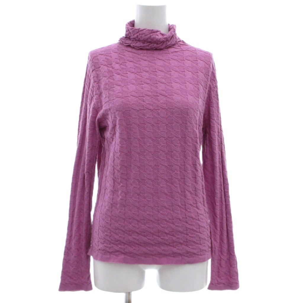 乐天商城 - 【中古】アクアスキュータム AQUASCUTUM セーター ニット カットソー タートルネック 絹 シルク ピンク 織り柄 長袖 /ML ■ECF004 レディース 【ベクトル 古着】 260415