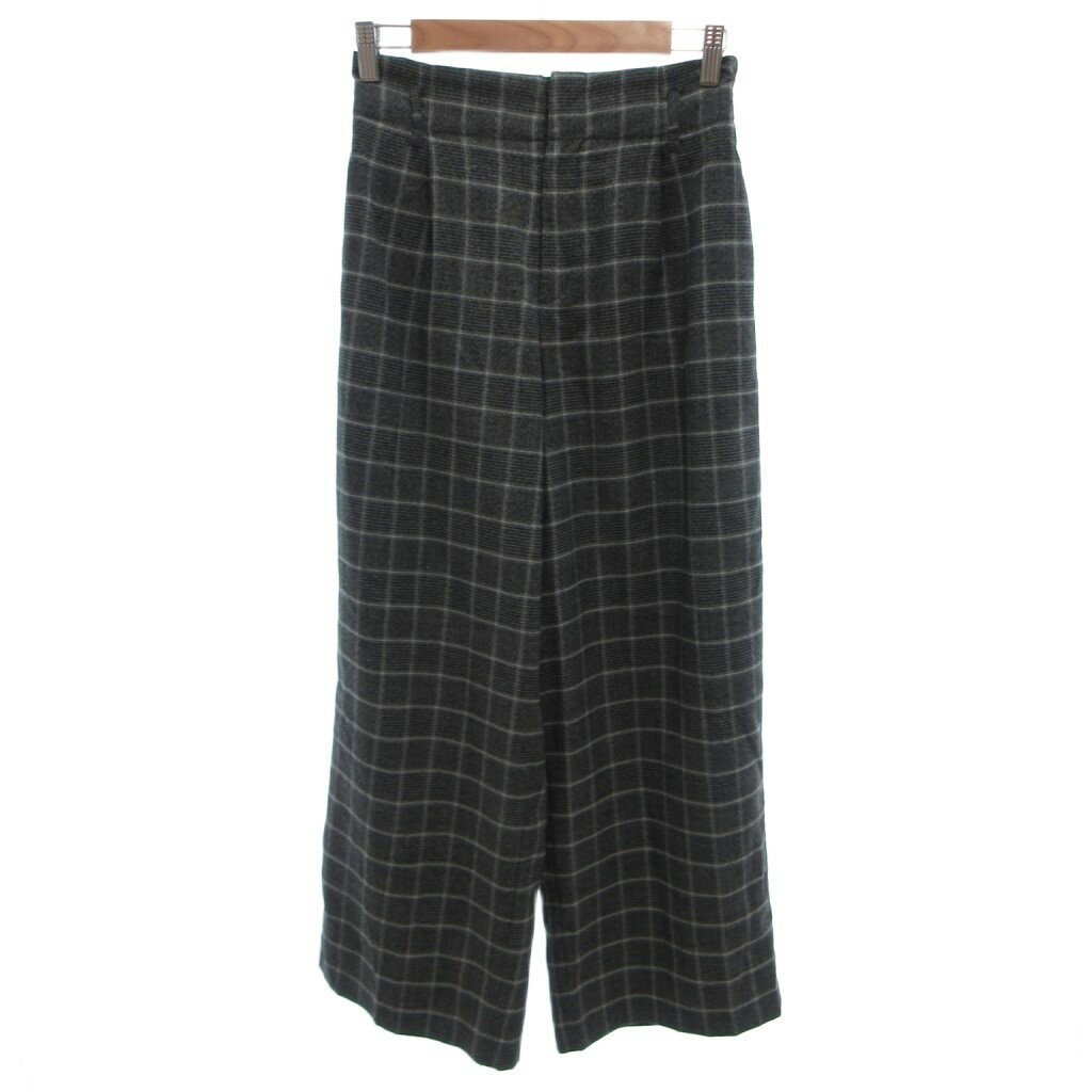 中古 テチチ Te chichi 美品 パンツ M グレー チェック柄 ワイドシルエット タック入り /IL ECF00…