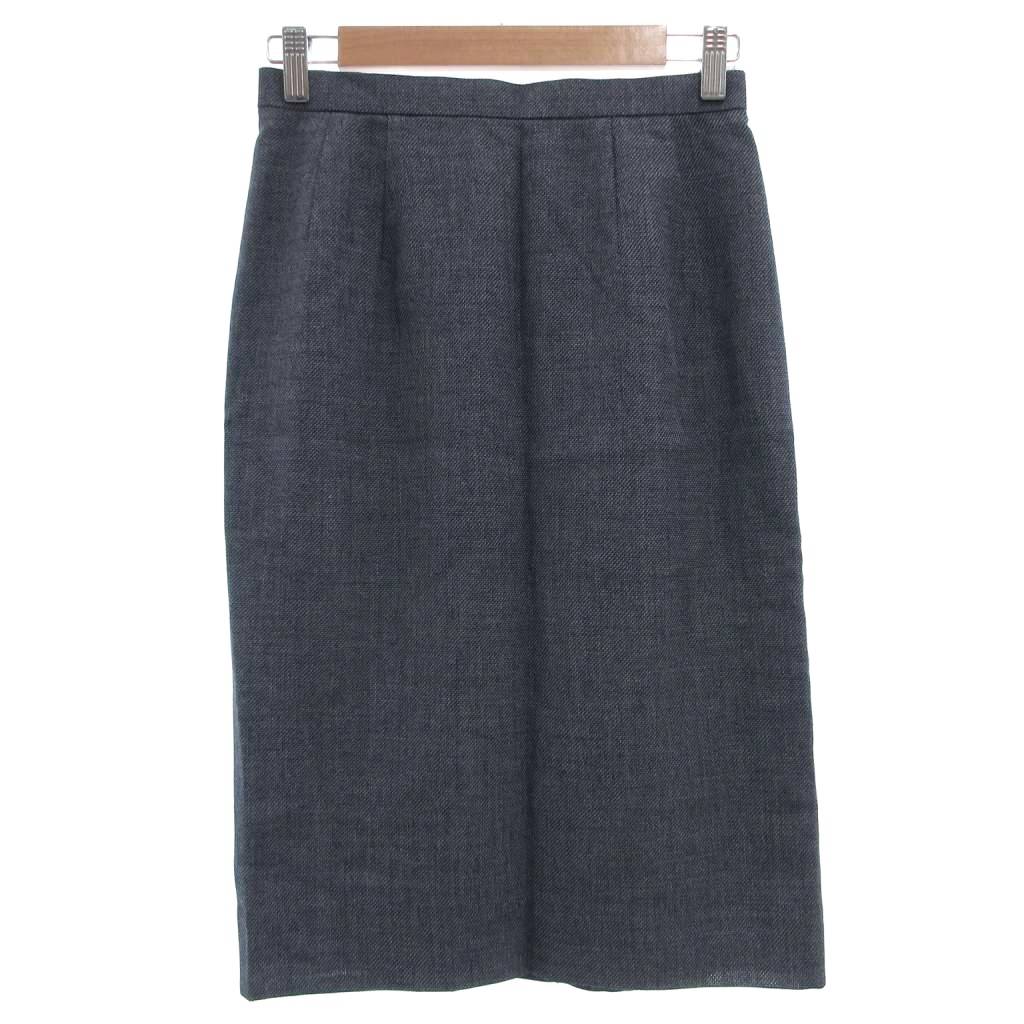 【中古】マダムジョコンダ MADAM JOCONDE スカート ウール PJ-9 灰色 グレー 織り柄 膝丈 ペンシルシルエット /SC ■ECF004 レディース ..