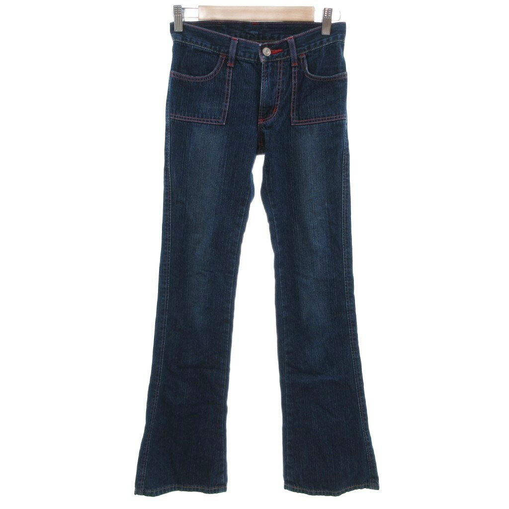 Long-Trousers, Trousers - 【中古】サムシング something ジーンズ 160A インディゴ 赤いステッチ パッチポケット ブーツカット /SC ■ECF004 キッズ 【ベクトル 古着】 260414