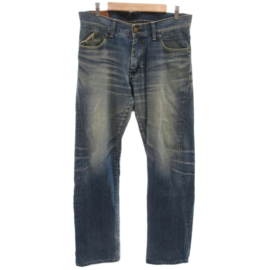 [Used] Lee Denim Jeans, Size L, Indigo Blue, Zip Fly, Cinch Back, Full Length /YF ■ECF004 Men's [Vector Used Clothing] 260421