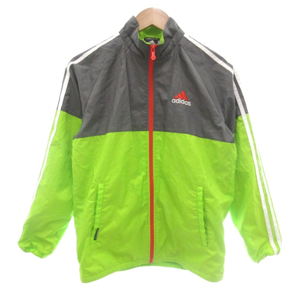 アディダス adidas ジャンパー ブルゾン ジャケット 160 黄緑 長袖 切り替えデザイン スタンドカラー ジップアップ /NL ■ECF004 キッズ  260422
