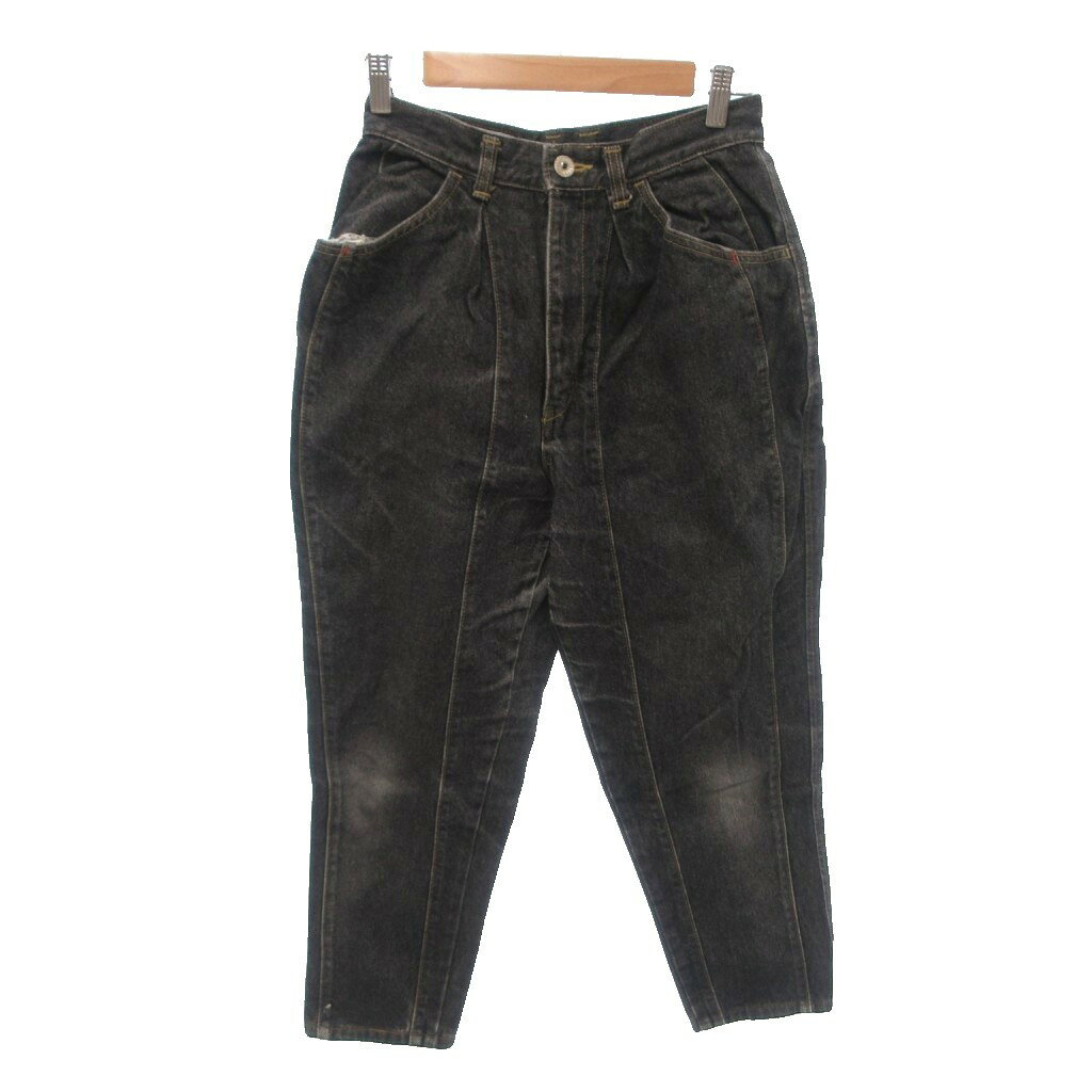[Used] INFINITY Vintage Denim Pants Jeans LL Washed Black High Waist Pleated Tapered Silhouette /MX ■ECF004 Women's [Vector Used Clothing] 260421