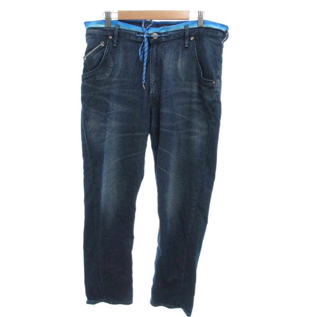 [Used] Edwin EDWIN Denim Pants Jeans, Excellent Condition, XL, Navy, Drawstring Waist, Washed Finish, Waist Panel /IL ■ECF004 Men's [Vector Used Clothing] 260419