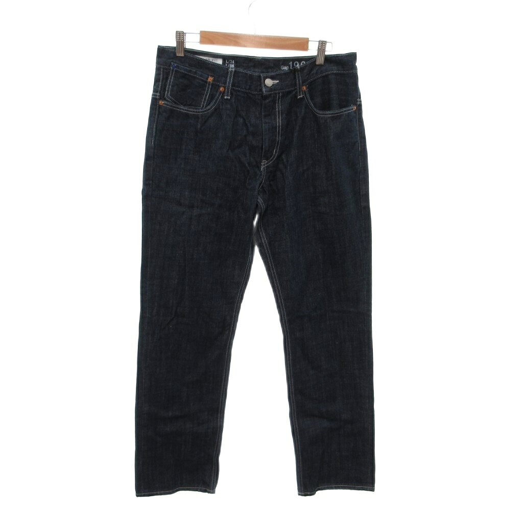 【中古】未使用品 ギャップ GAP タグ付き レギュラーフィット ストレートデニムパンツ ジーンズ L 綿 白ステッチ ジップフライ /MX メンズ 【ベクトル 古着】 260426