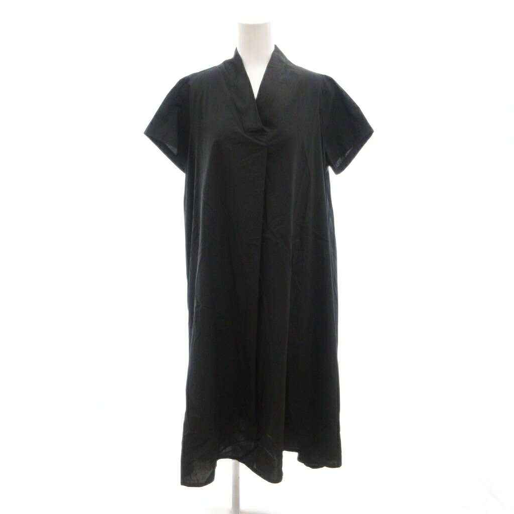 【中古】ミズイロインド mizuiro ind 美品 ワンピース 黒 ブラック Vネック 半袖 無地 ロング丈 /SJ ■ECF004 レディース 【ベクトル 古着】 260511