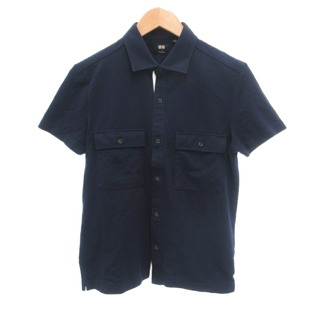 【中古】ユニクロ UNIQLO THEORY 美品 ポロシャツ M 紺 ネイビー 半袖 レギュラーカラー 胸ポケット /SJ ■ECF005 メンズ 【ベクトル 古着】 260512