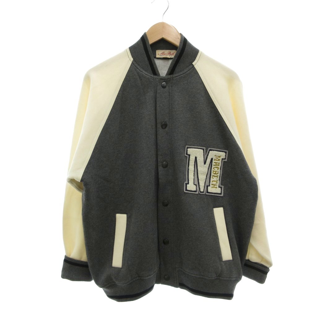 マクベス MACBETH ヴィンテージ ジャケット ブルゾン ジャンパー L グレー 白 ホワイト 長袖 ロゴ ラグランスリーブ /NU ■ECF005 メンズ  260515